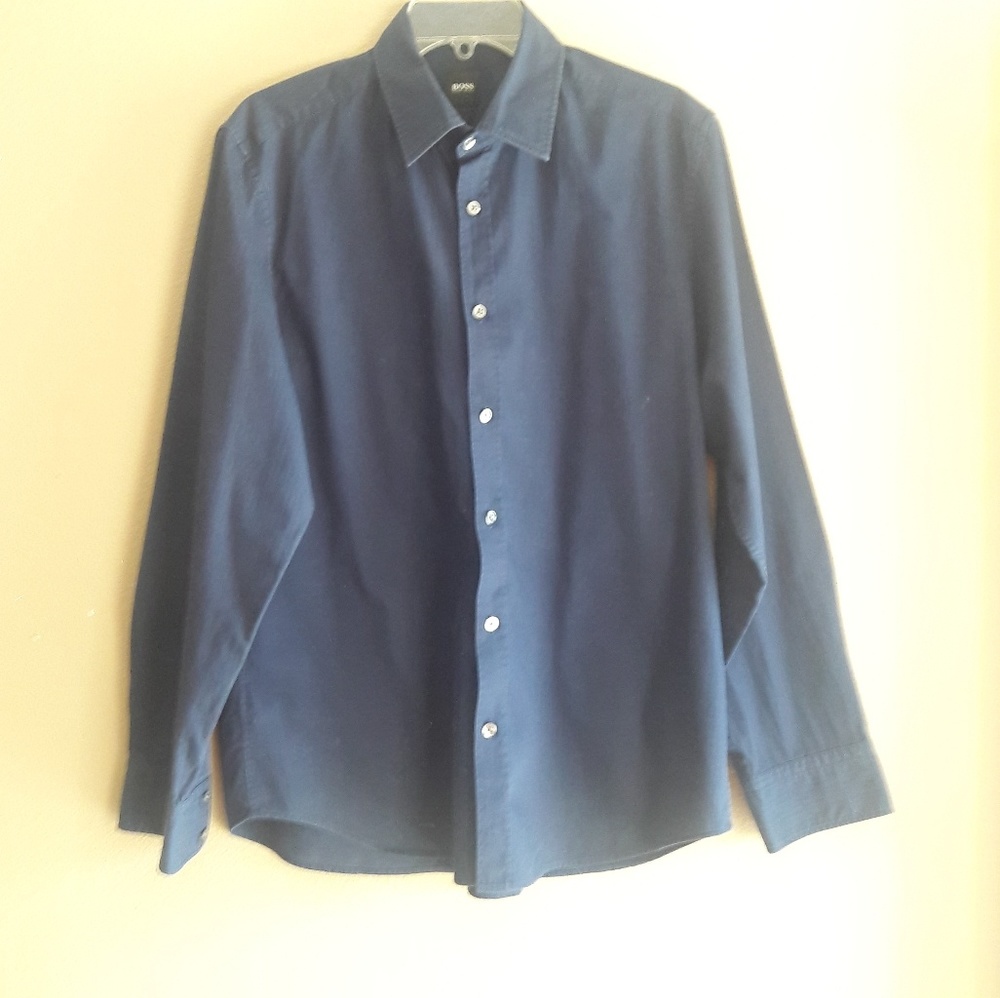 Hugo Boss Long Sleeve Button Blue Size Large